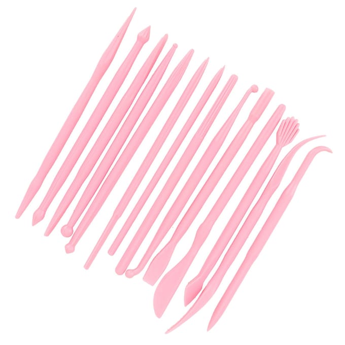 14 Stuks DIY Plastic Klei Boetseerset Aardewerk Vormer Polymeer Modelleren Handgereedschap(roze) roze