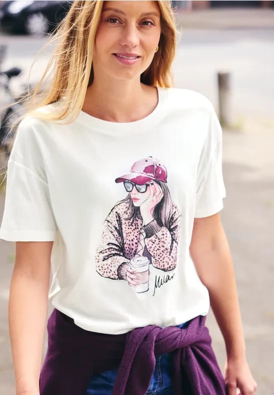Shirt met ronde hals en opdruk