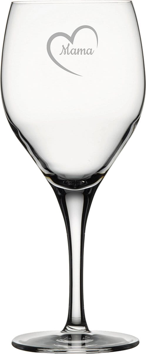 Gegraveerde Rode wijnglas 42,5cl Mama met hartje
