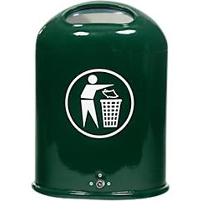 Afvalbak ovaal, 45 liter, met zelfsluitende rvs-klep, groen