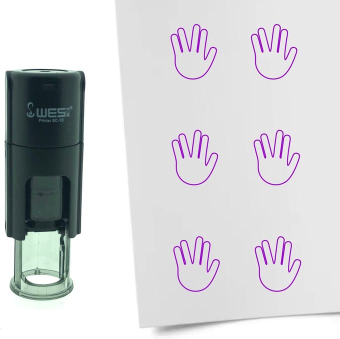 CombiCraft Stempel Mr. Spock Greeting 10mm rond - Paarse inkt
