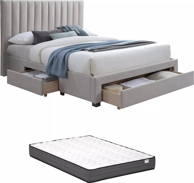 Vente-unique Bedframe stof beige 140 x 200 cm