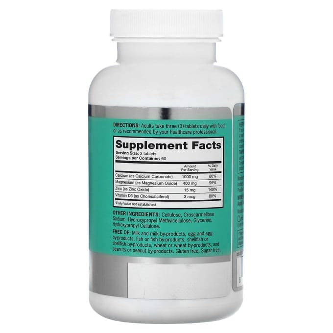 Qunol, Calcium + Magnésium + Zinc, 180 comprimés