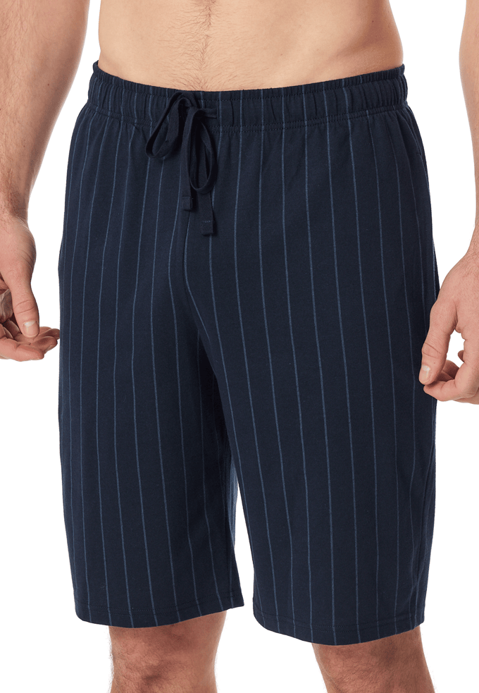 Schiesser heren mix + relax pyjamabroek kort stripe donkerblauw