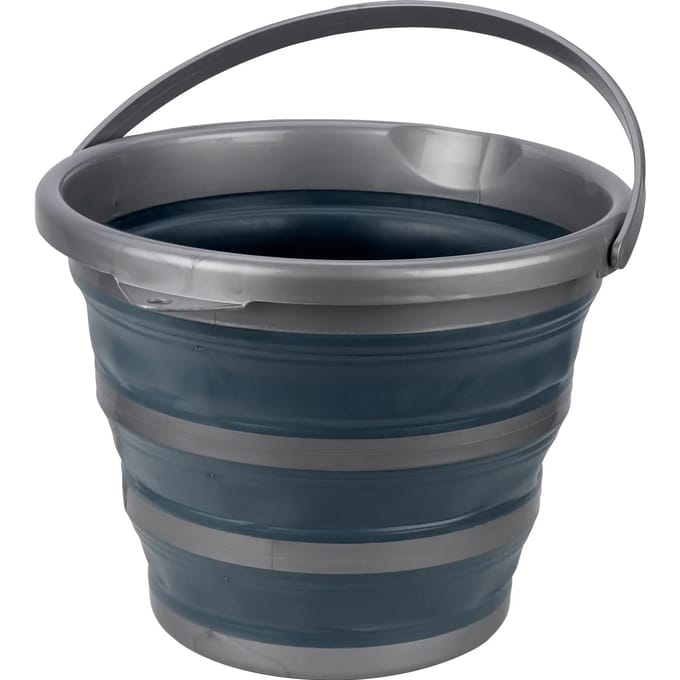 Abbey Camp Opvouwbare Emmer - Grijs - Ca. 10 liter - Met Handvat - Compact Opvouwbaar