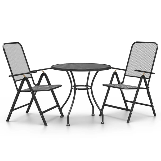 vidaXL - 3-delige - Tuinset - metaalgaas - antracietkleurig