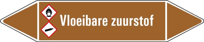 Vloeibare zuurstof leidingmarkering op vel 75 x 17 mm - 8 per vel