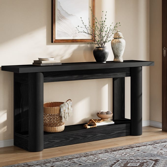 Tribesigns Consoletafel - Sidetable - Console - Haltafel - MDF Hout - Zwart - Industrieel - 160 x 30 x 80 cm