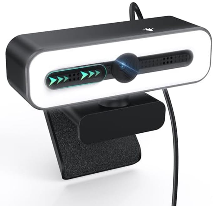 HD Webcam met Ringlicht voor Videoconferenties en Opnames - 1080p USB Camera voor PC, Laptop en Desktop