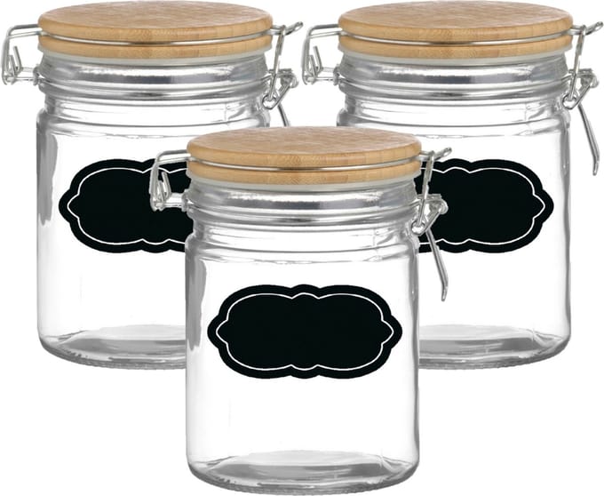Weckpot/inmaakpot - 4x - 700 ml - glas - met beugelsluiting - incl. etiketten