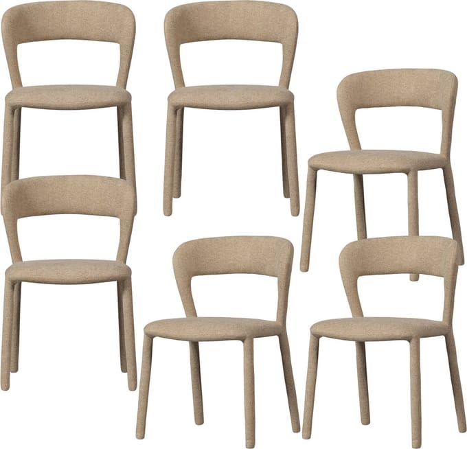 WOOOD Noble Eetkamerstoelen - Polyester - Zand - Set van 6
