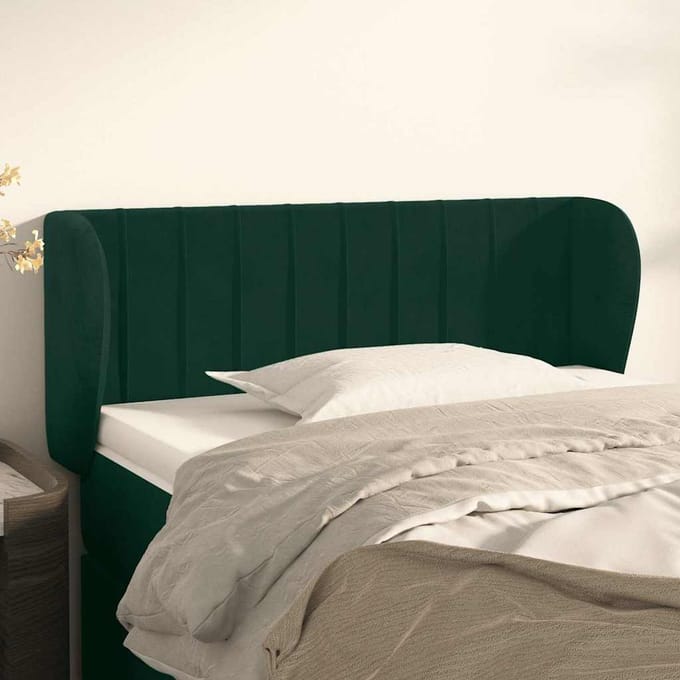 vidaXL - Hoofdbord - met - randen - 103x23x78/88 - cm - fluweel - donkergroen
