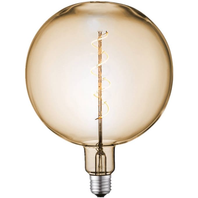 Lucande LED-bolvormige lamp, E27 4W, Ø 18 cm, 2700K, amber