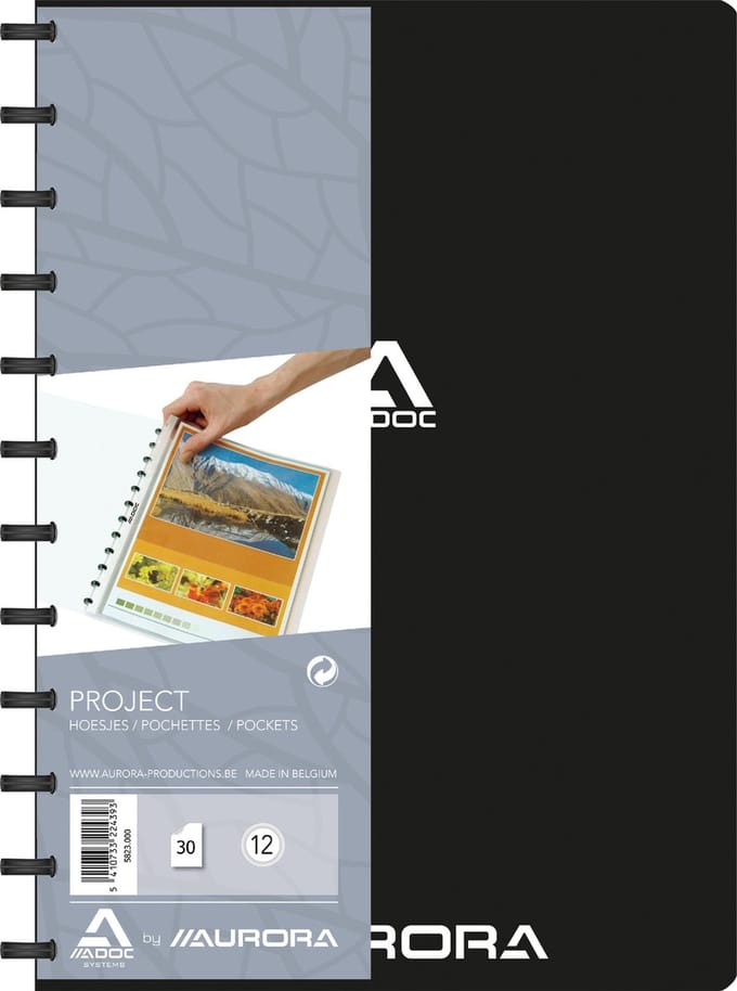 Adoc Bind-Ex Project-Ex A4 20 extra gladde hoezen zwart doos van 10