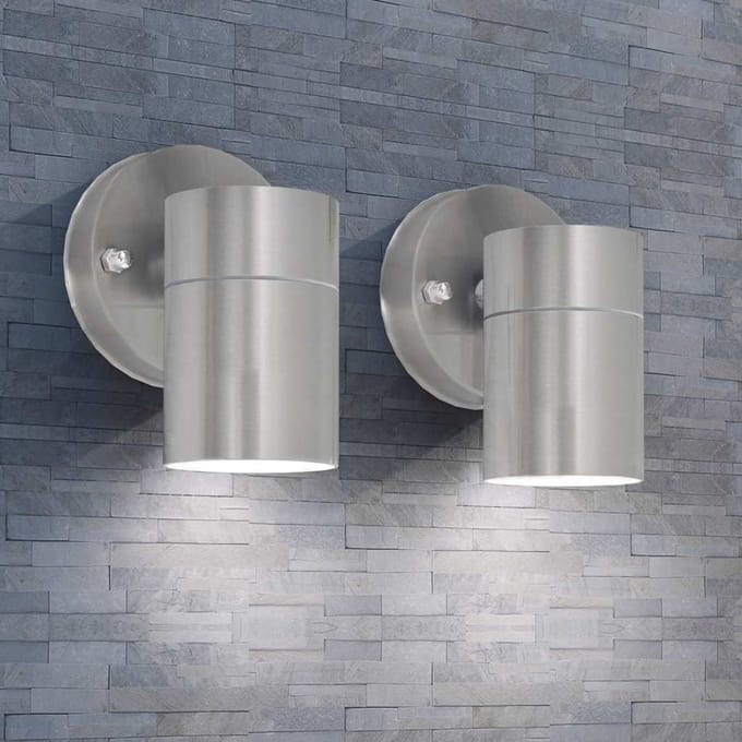 vidaXL LED-wandlamp buiten neerwaarts RVS 2 st