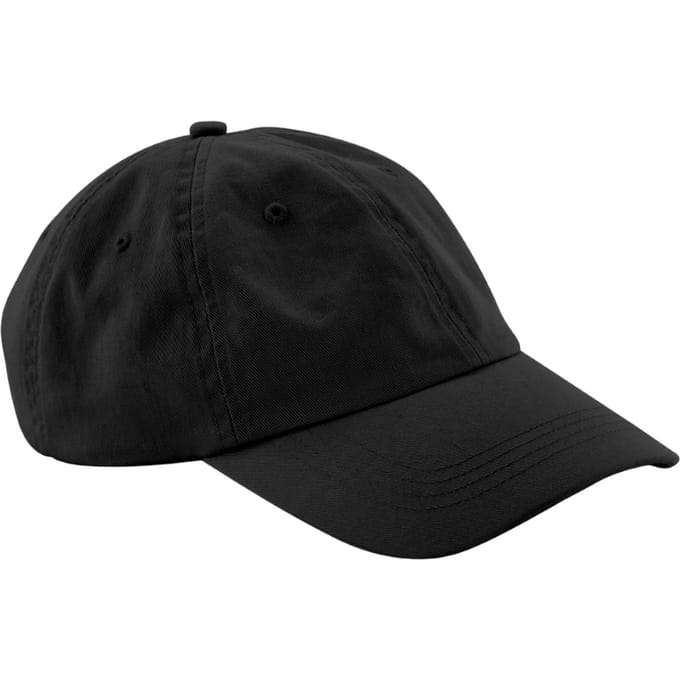 Beechfield Baseballpet met Paneel van Biologisch Katoen (Zwart)