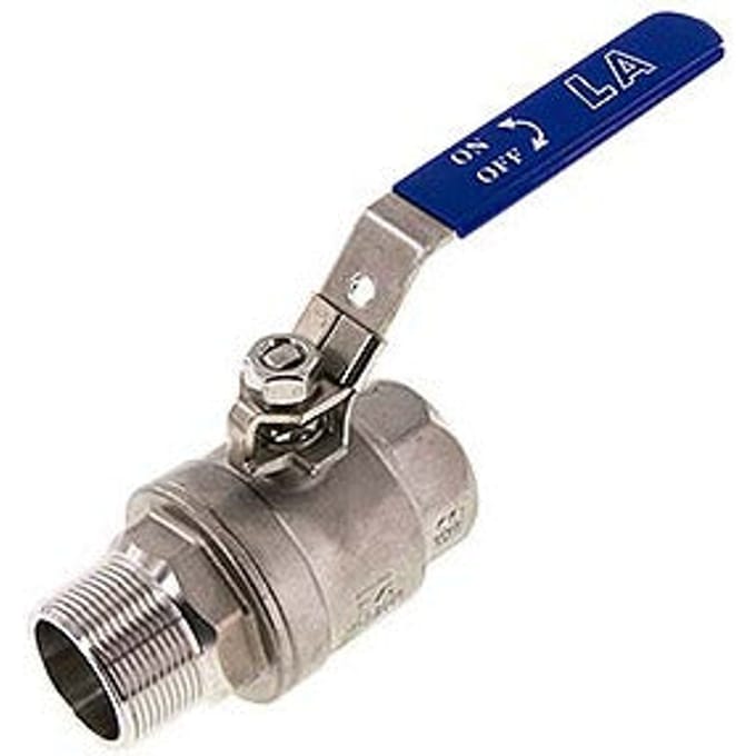 Buiten x Binnendraad R/Rp 2 inch PN 63 2-Weg RVS Kogelkraan - BL2SH-M-63-MF-200