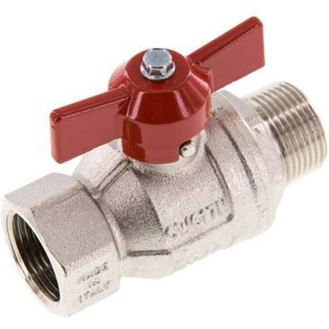 Buiten x Binnendraad R/Rp 3/4 inch Vlinder Handle 2-Weg Messing Kogelkraan - BL2BN-M-MF-NK-034