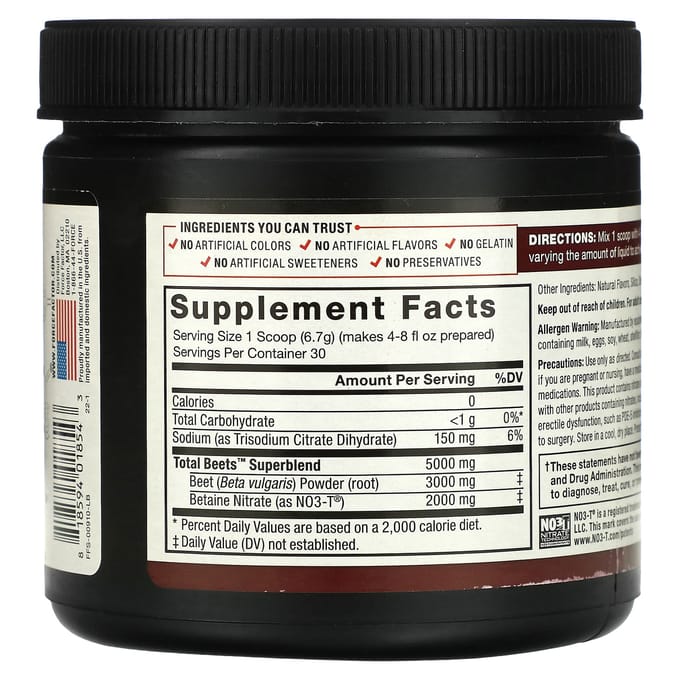 Force Factor, Total Beets, poudre pour boisson originale, saveur cerise noire, 7,1 oz (201g)