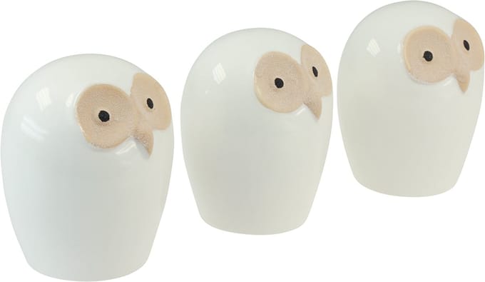 Uil decoratiefiguren keramiek bosdier decoratie wit 11,5cm 3st, 3 Stüc