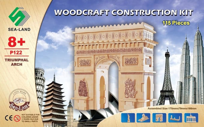 Houten 3D Puzzel: Triumfboog (115 Delen)