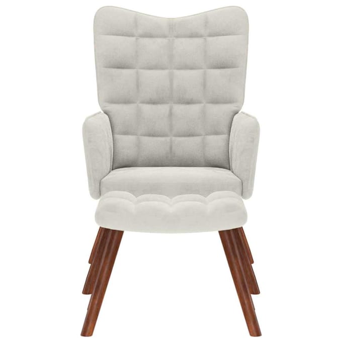 vidaXL - Relaxstoel - met - kruk - crèmekleurig - fluweel