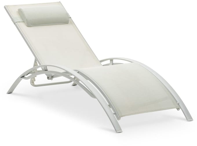 Tuinligstoel RELAX met verstelbare rugleuning en kussens – Crèmewit