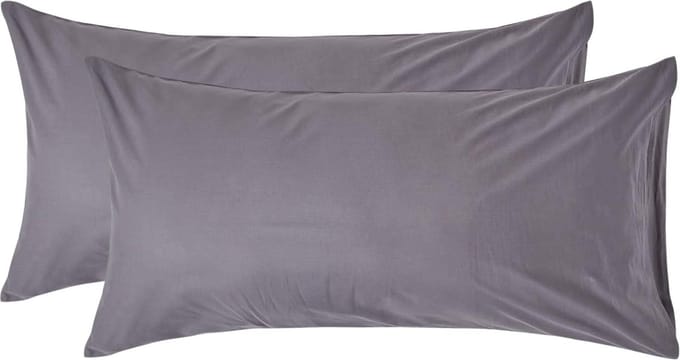 Homescapes Kussensloop 50x90 cm Set van 2 – Donkergrijs – 100% Egyptisch Perkal Katoen – 200 TC