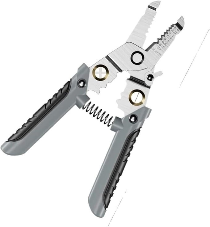 Krimptang - Draadstripper - Elektra Klussen - Multifunctioneel Gereedschap - 1 Stuk - Grijs