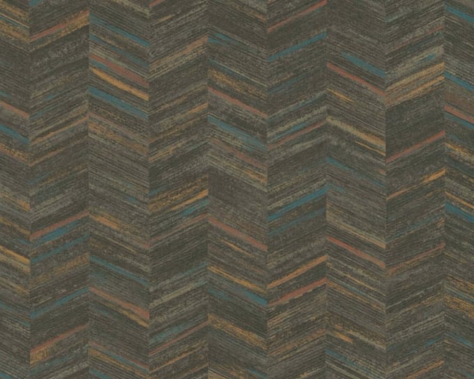 VISGRAAT BEHANG | Modern - oranje blauw zwart - A.S. Création Geo Effect