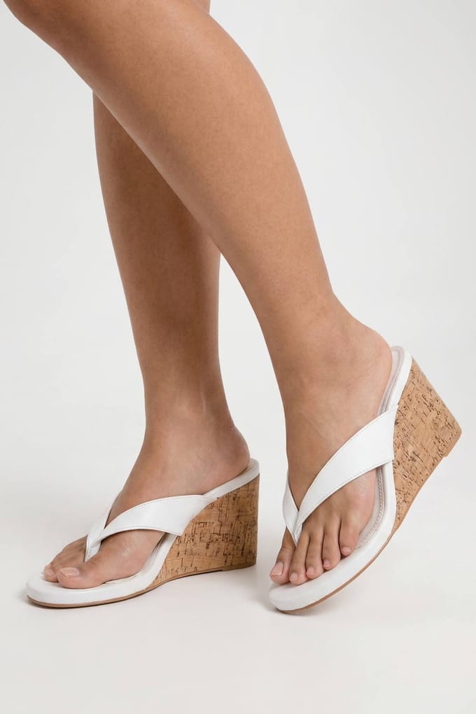 boohoo Dames Kurken Teenpost Thong Sleehakken | Wit | Maat: 40