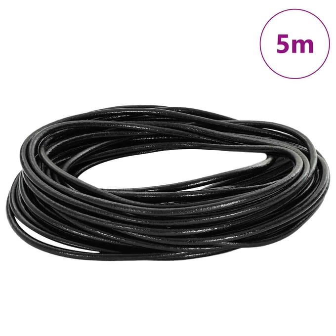 vidaXL - Leren - Koord - 1 - Zwart - Ø3 - mm - x - 5 - m - Leer