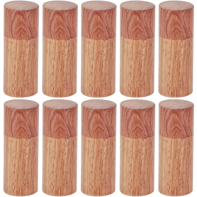 10 Stuks Houten Etherische Olie Cilinder Doos Opbergfles Container Reiskoffer Buitenmaat 2,5 cm beige