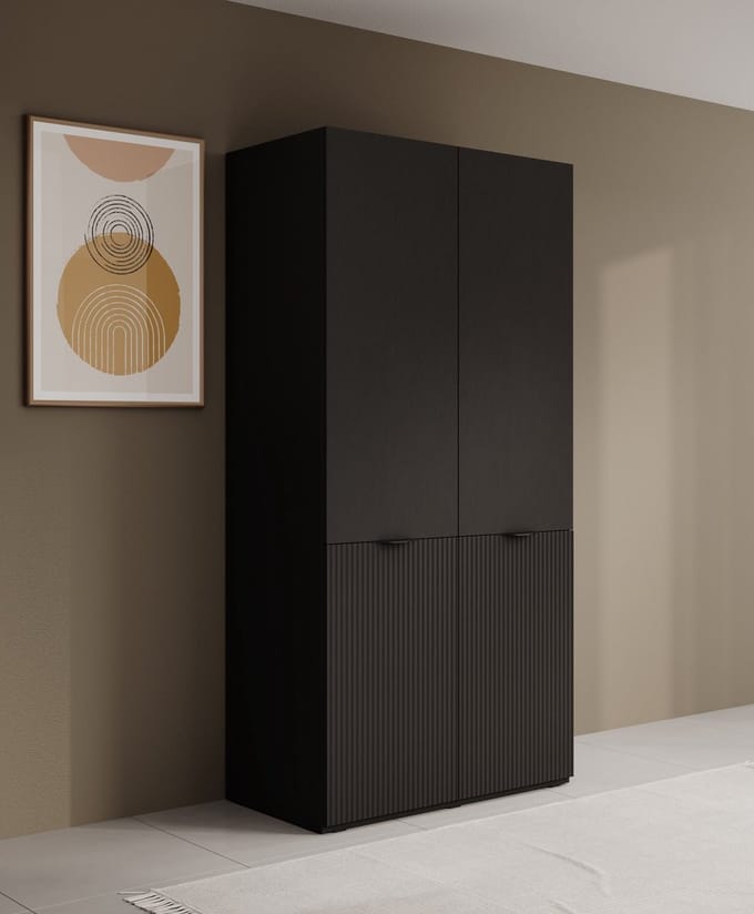 Meubella - Kledingkast Shelton - Zwart 2 - 101 cm