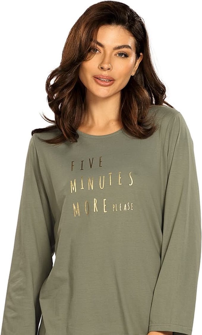 Dames Nachthemd 'Five More Minutes' Khaki Groen