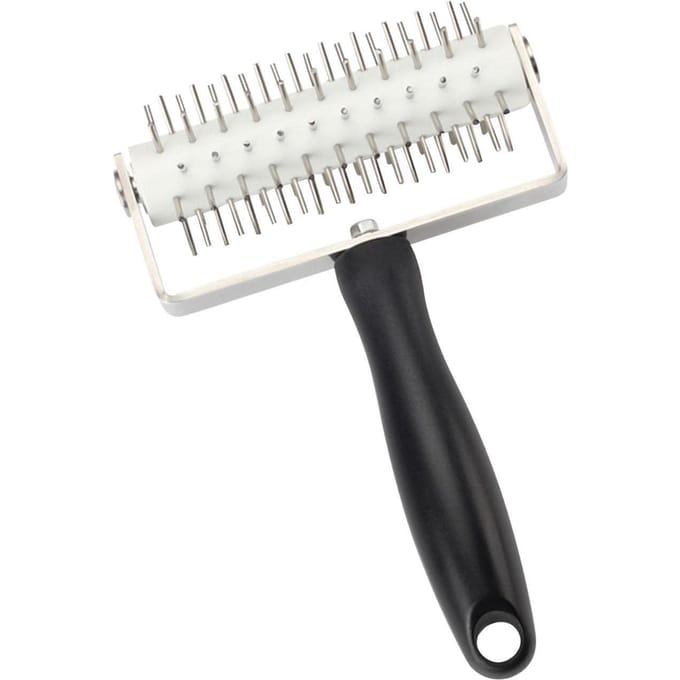 Leeseph Roestvrijstalen Deegroller Docker met PP handvat, Pizza Roller Pinwiel Perforator voor Taart Brood, Keukengadget white