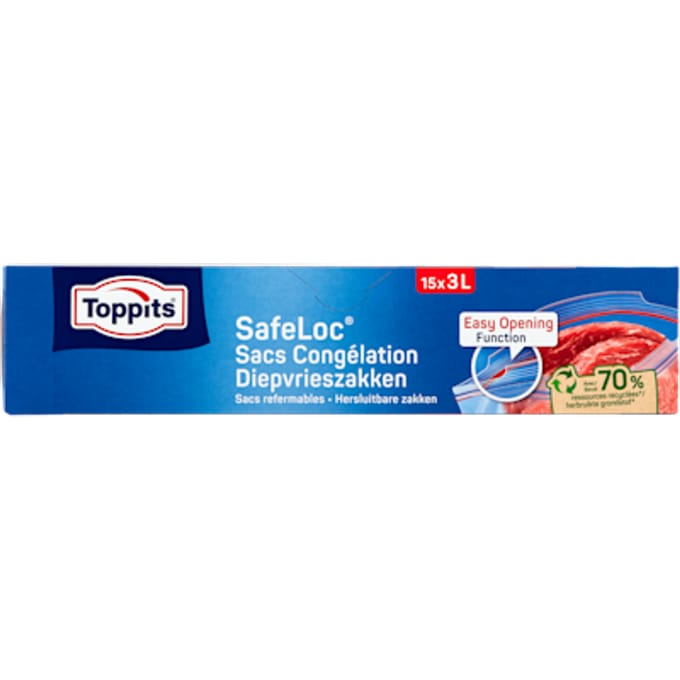 Toppits Safeloc Zip-Diepvrieszakken - 3 liter - 15 stuks