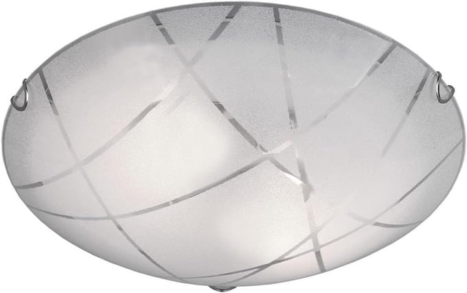 Ronde Plafondlamp Glas Wit Gestreept Ø40cm Sfeervolle Verlichting