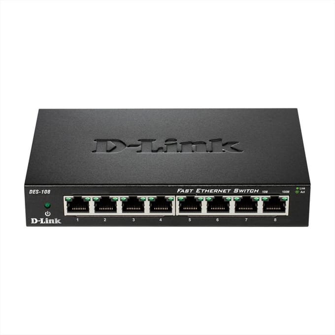 D-Link DES-108 8-Port Fast Ethernet Unmanaged Desktop Switch