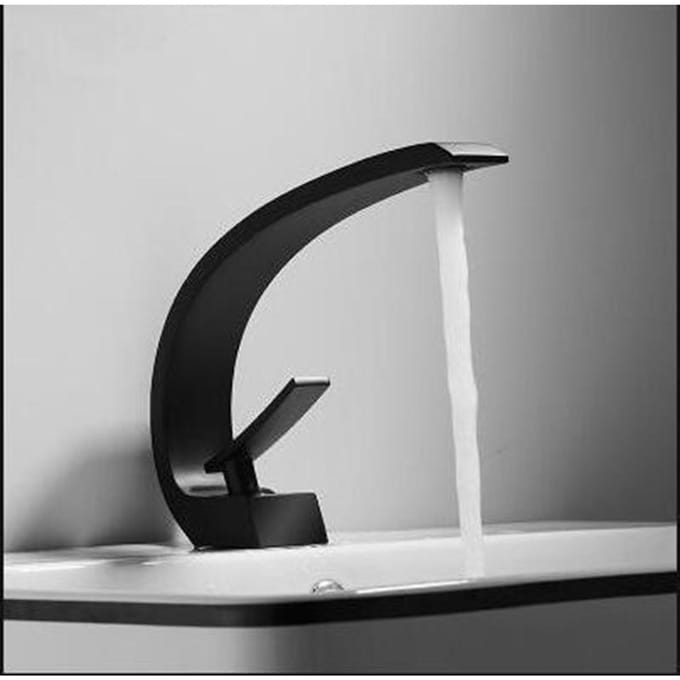 Robinet mitigeur de salle de bains moderne, robinet de lavabo noir/or, robinet de lavabo à poignée unique, robinet de cascade froide noir