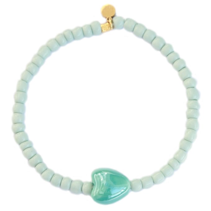 Armband stone hart zeegroen