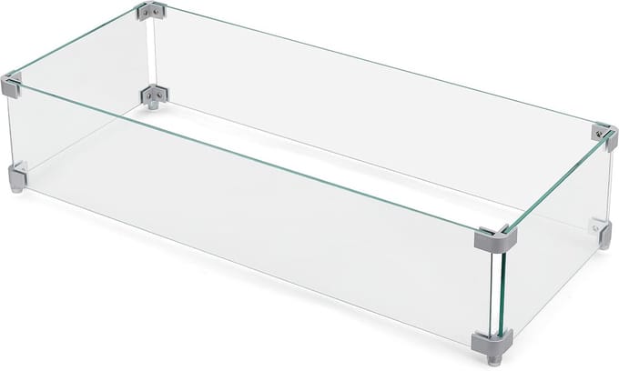 Vuurplaats Windscherm - Glazen Afscherming - Buiten Sfeer - Gehard Glas - 70 cm - Transparant