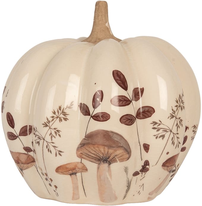 Clayre & Eef Beeld Pompoen Ø 18x18 cm Beige Keramiek Herfst decoratie