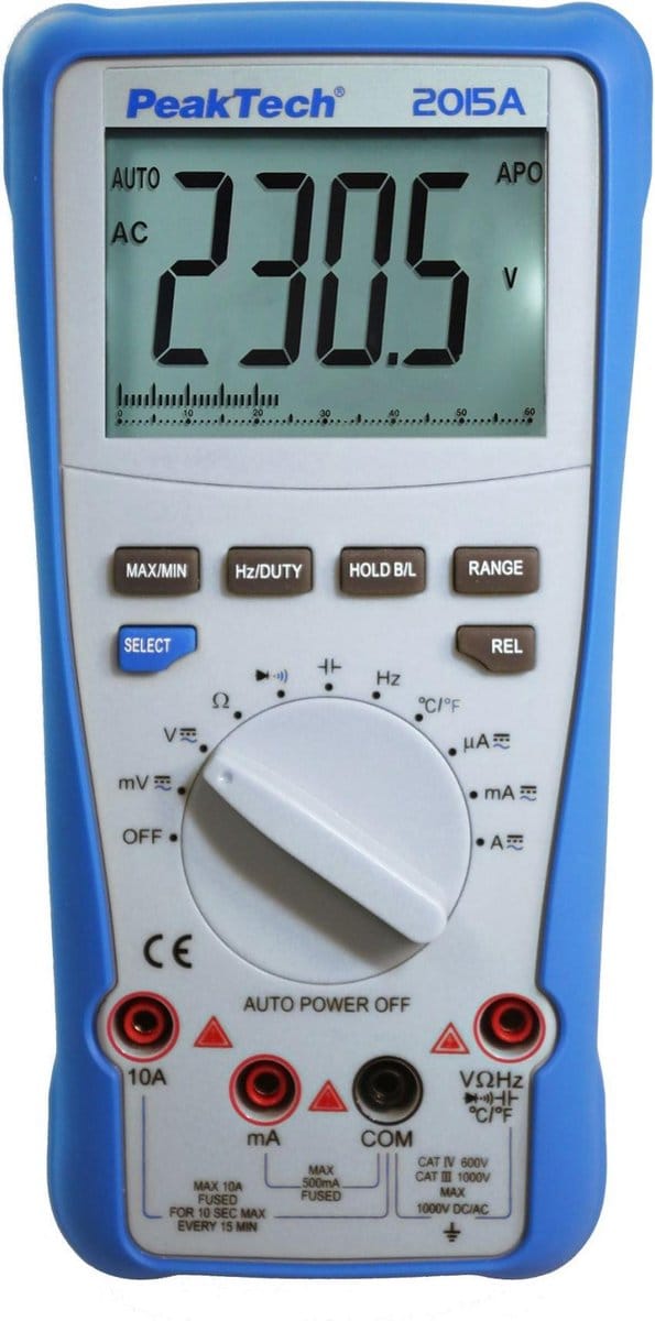 Peaktech 2015A - trms multimeter - 1000V AC/DC - 10A AC/DC - auto range