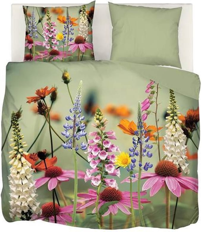 Snoozing Foxglove - Flanel - Dekbedovertrek - Lits-jumeaux - 240x200/220 cm - Groen