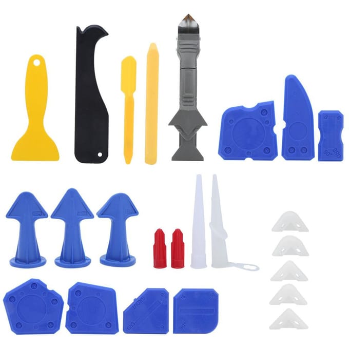 24 Pièces Outil de Calfeutrage Finisseur de Mastic Silicone Jeu de Buses de Jointoiement Outils de Construction black