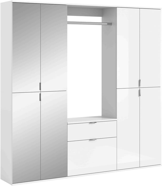 Projectxcombinatie witte hoogglans spiegel - 34x183x193cm