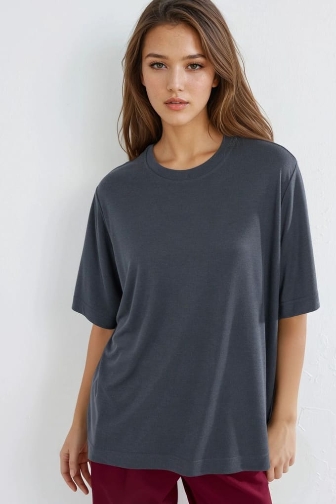 Oversized Crew Neck Geribbelde T-shirt