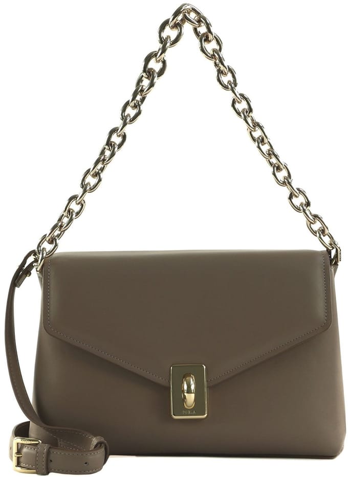 FURLA Leren Schoudertas Meridiana Crossbody Bag With Double Strap Mauve