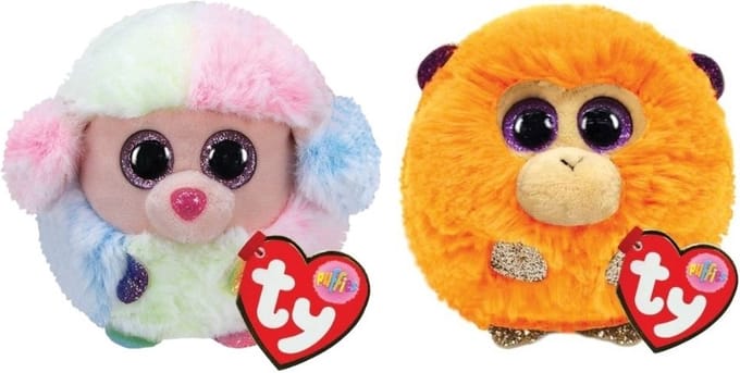 Ty - Knuffel - Teeny Puffies - Rainbow Poodle & Coconut Monkey